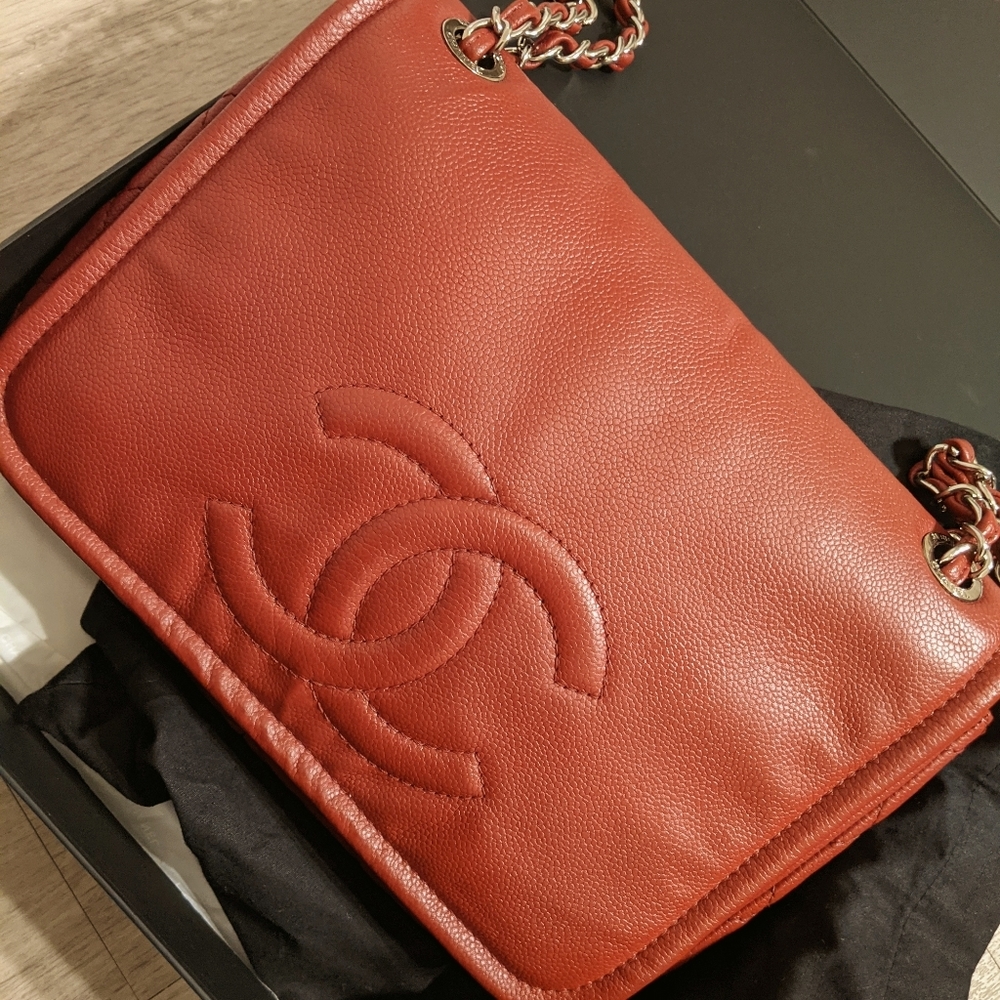 Dark Red Chanel Caviar Flap Crossbody or S…